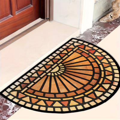 Capacho Meia-Lua Vintage Americano Laranja Quente Padrão Mosaico Geométrico Entrada Hall Banheiro Tapete Decoração de Casa