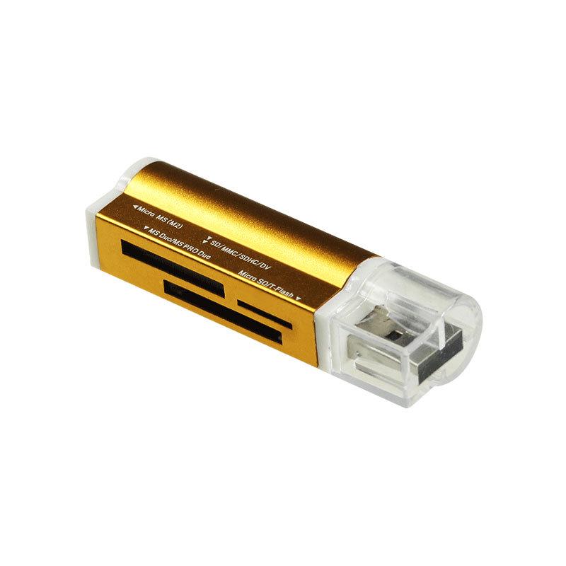 All-in-One Aluminum Alloy High-Speed SD/TF/MS/PSP Card Reader for Mobile Phones and Cameras