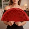 Stippenpatroon Flamenco Spaanse Vouwventilator Houten Handvat Decoratieve Ventilator Elegante Dansventilator Kantoor