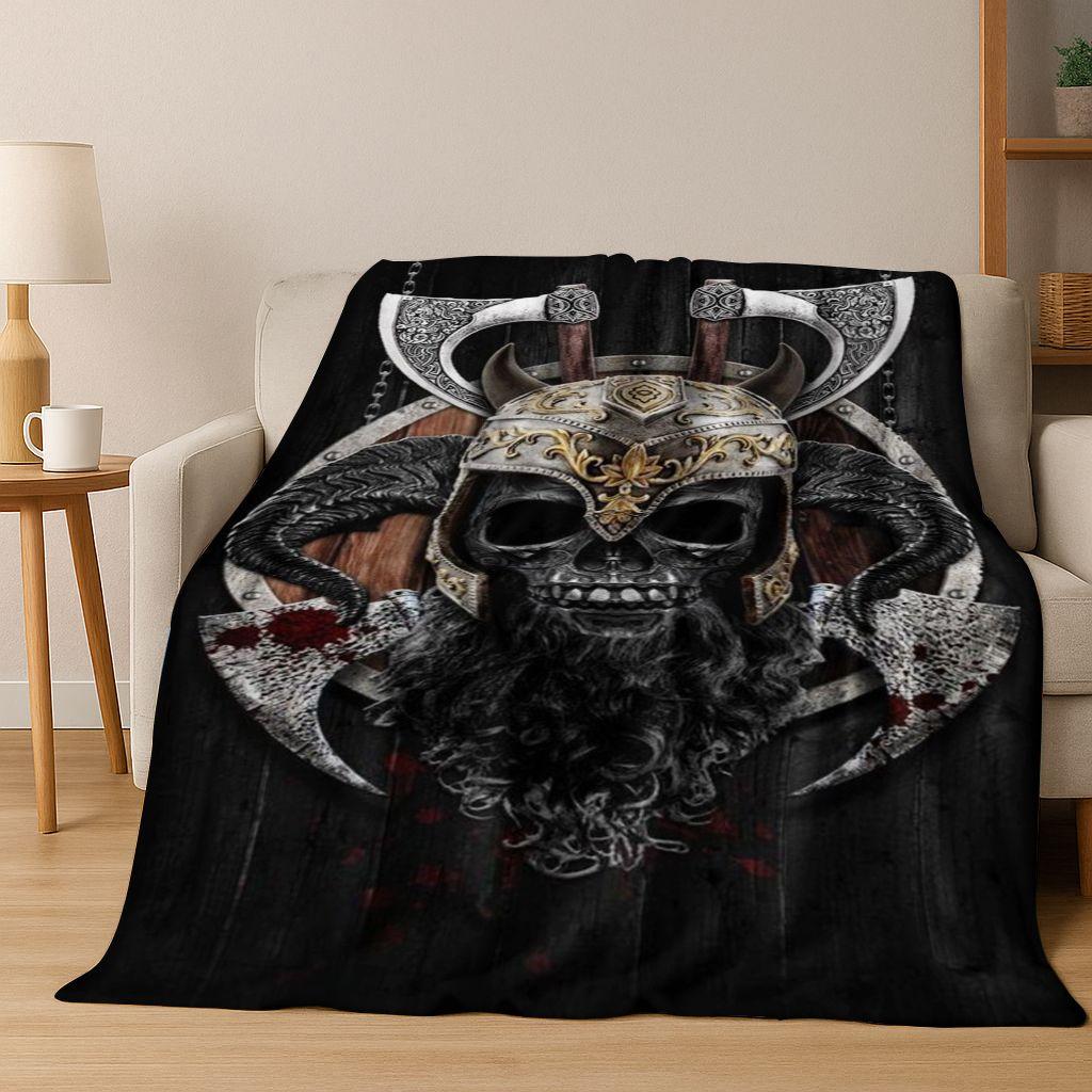 Nordic Viking Warrior Symbol Valhalla Valknut Rune Flannel Blanket,Cozy Soft Throw Blanket for Home Bedroom Bed Sofa Cover Gift