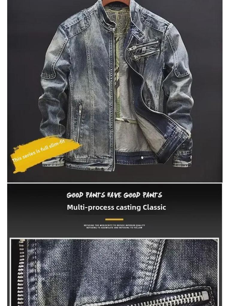 Men's Trendy 2022 Autumn Leather Motorcycle Jacket - Style 609A