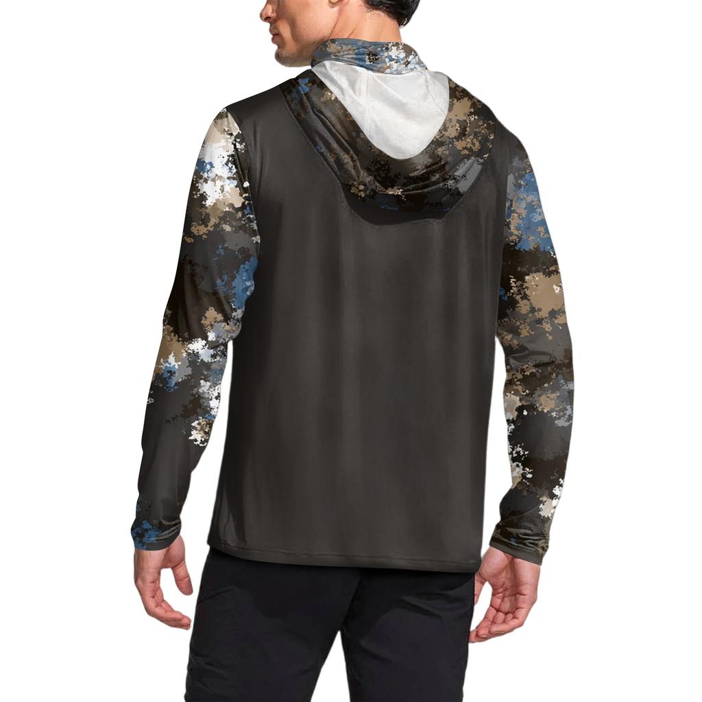 Herrenhemd mit Maske Leichtgewicht Langarm Kapuze Wandern Angeln Performance