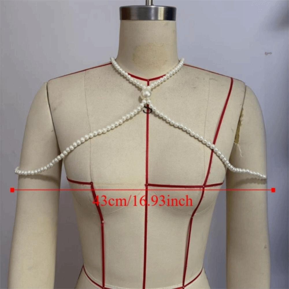 Imitation Pearls Imitation Pearl Shoulder Chain Beaded Collar Long Chain Body Necklace Minimalist Design Adjustable