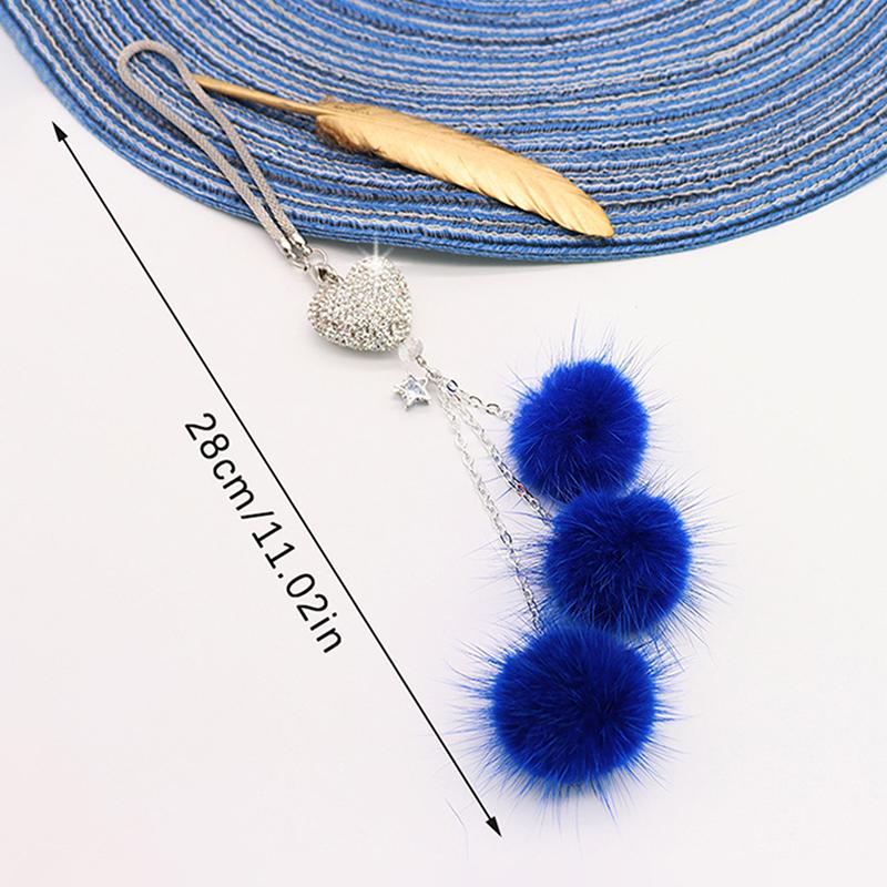 Rhinestone Crystal Plush Pendant Auto Rearview Mirror Ornament Car Mirror Hanging Accessories Car Interior Decoration