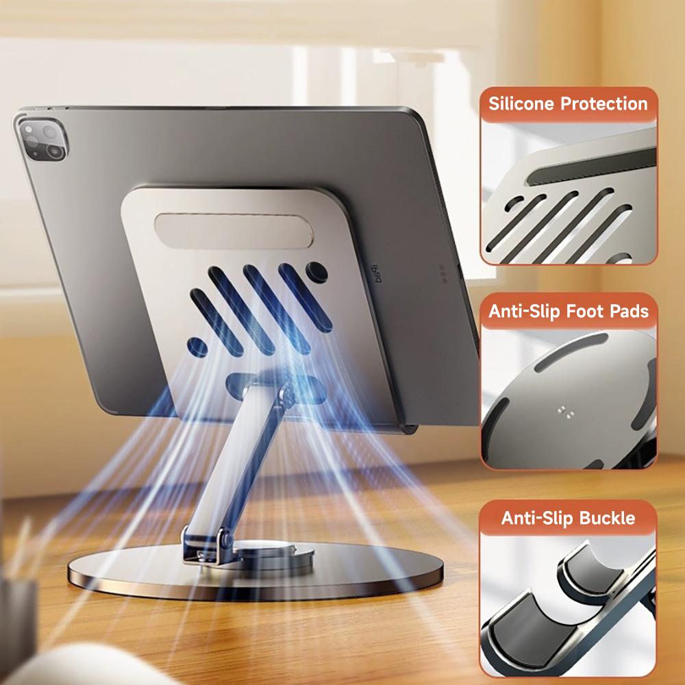 Xiaomi Metal Tablet Phone Stand 360 Degree Spin Desktop Holder Foldable Tablets Kickstand Heat Dissipation Panel Multi-Angle Stand New