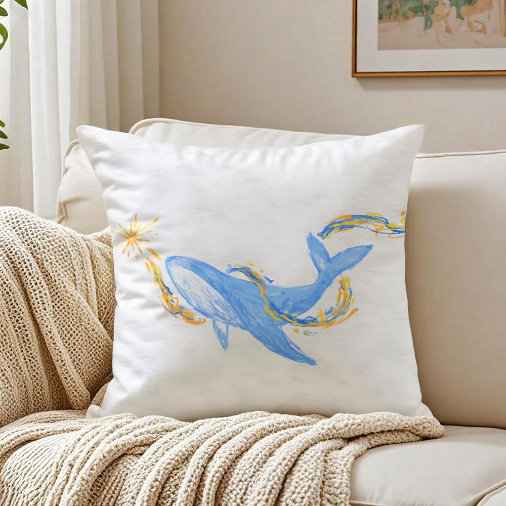 WWhale Cushion Cover Linen Pillowcase Soft  for Sofa Bed Home Room Decor