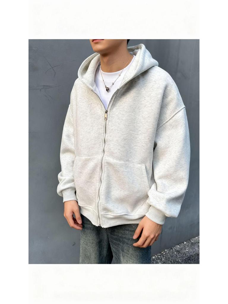 New Style Men's Heather Gray Hooded Sweatshirt with Backpack, Loose Fit, Perfect for Elementary Students.