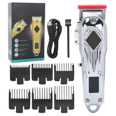 Professional Electric Hair Clipper LED Display Hair Trimmer Cutting Machine (Silver)
