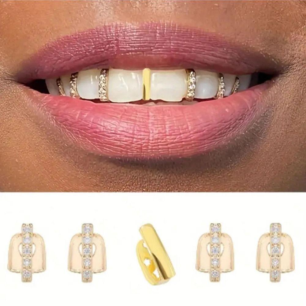 3/5 ks Bling Hip Hop Zubní Grillz Punk Jednoduché Zubní Rovnátka Trendy Jednoduché Klipy Grillz Párty