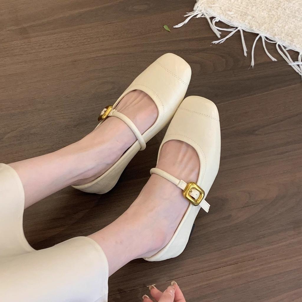 Silver Light Mouth Single Shoes Women's Spring and Autumn Casual Retro Small Leather Shoes Soft Flat Mary Jane Shoes