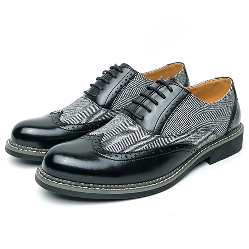 Retro Fashion New Mix Patchwork Patent Leather Lace Up Brogues Shoes For Men Formal Wedding Groom Prom Flats Zapatillas Hombre