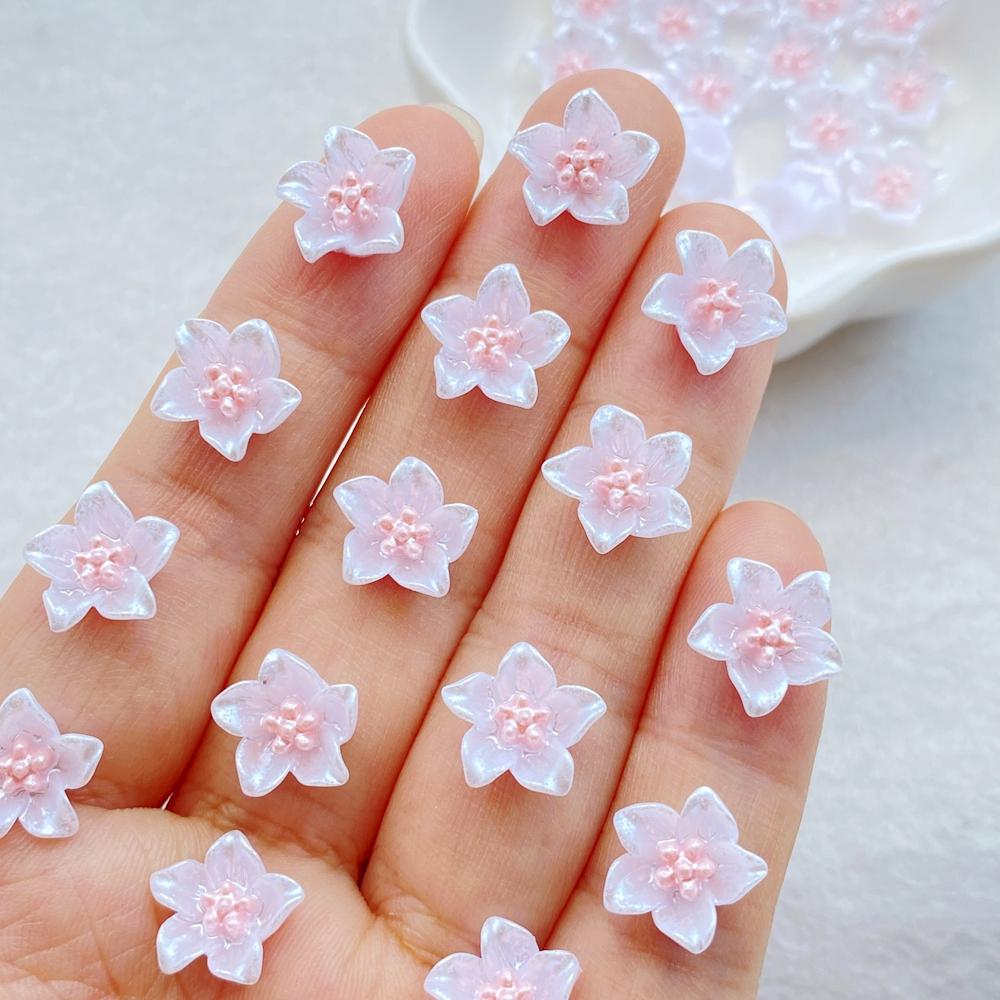 50 Stück 11mm Harz 3D Bunt Lilie Flache Rückseite Blume Scrapbook Hochzeit Applikation Heimdeko Bastelbedarf