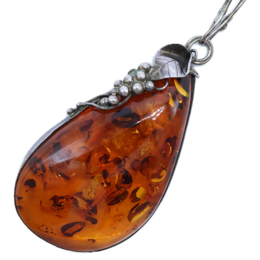 SV925 925 Amber Chain Necklace SilverUsed