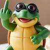 Middle Finger Turtle Figurine Resin Cartoon Turtle Statue Desk Buddy Hand-Painted Turtle