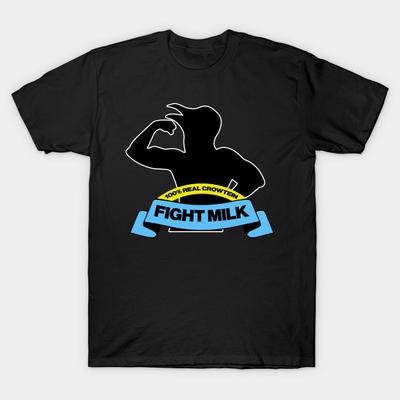 Men Black Print T-shirt Fight Milk No-Cut Transfer Paper Print Cotton Tshirt