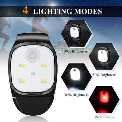 Led Clip Lamp 4 Lighting Modes Running Clip Light Safety Warning For Jogging Night Walking For Fishing Hiking Usb Rechargeable