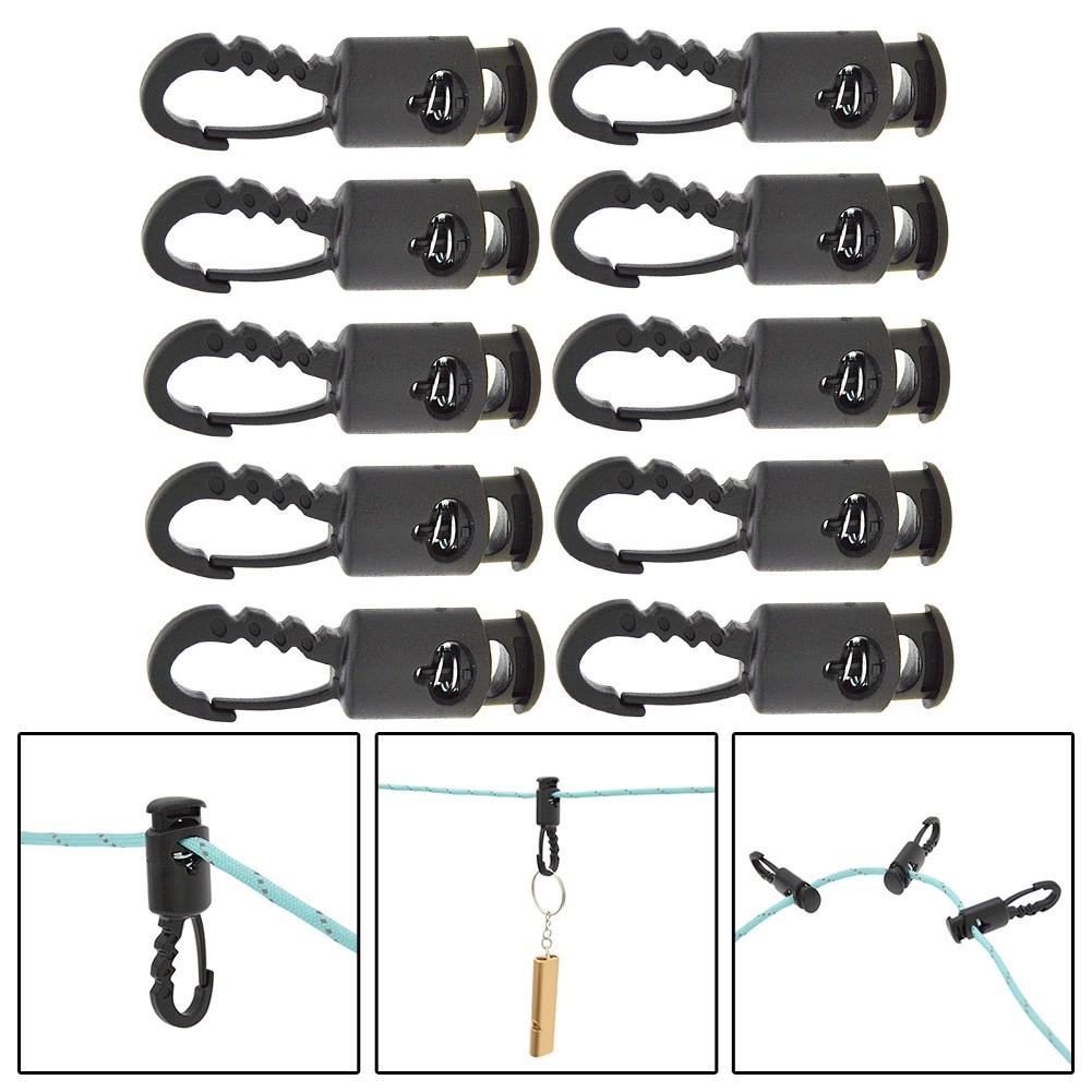 Stable Windproof Rope Clips with Lockable Hooks for Camping Tents Pack of 10