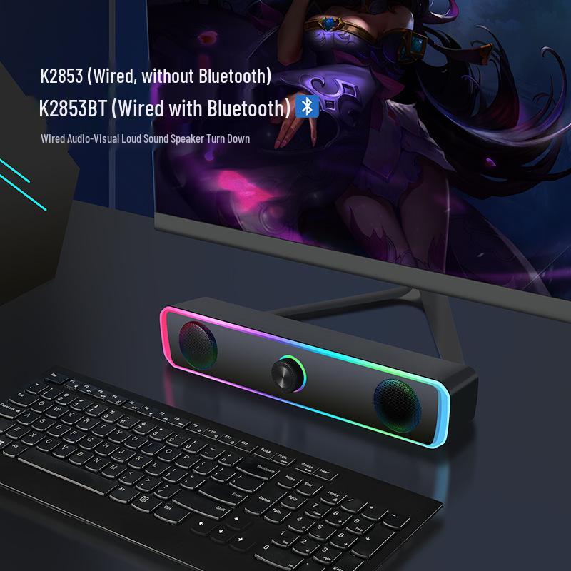 Kompakter Bluetooth-Multi-Device-Lautsprecher mit kabelgebundenem Subwoofer für Desktop, Telefon und Laptop