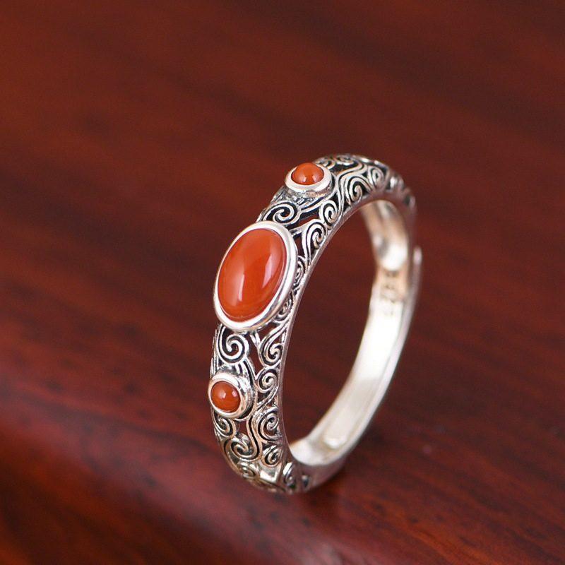 Adjustable Open Ring Men Women Vintage Bohemian Style Copper With Geometric Hollow Cloud Motif Retro Artisan Adjustable Open Band