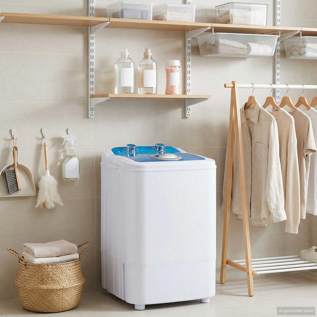 Mini Washing Machine with Single Tub 4.6 kg Blue and White