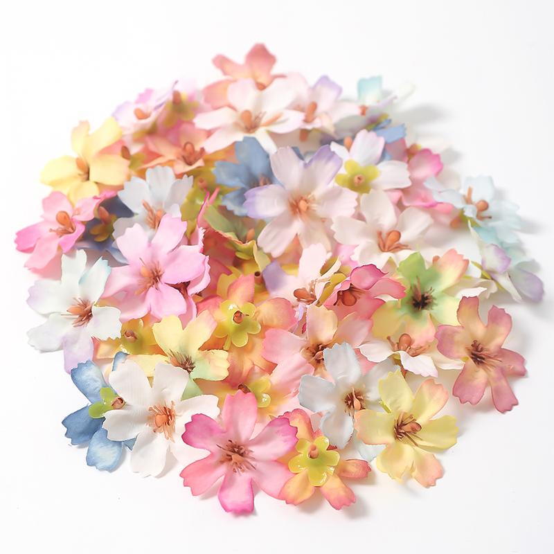 30/50Pcs Artificial Flowers Heads 4cm Silk Fake Flowers for Home Dceor Wedding Bride Decoration Craft Wreath Gifts Accessories