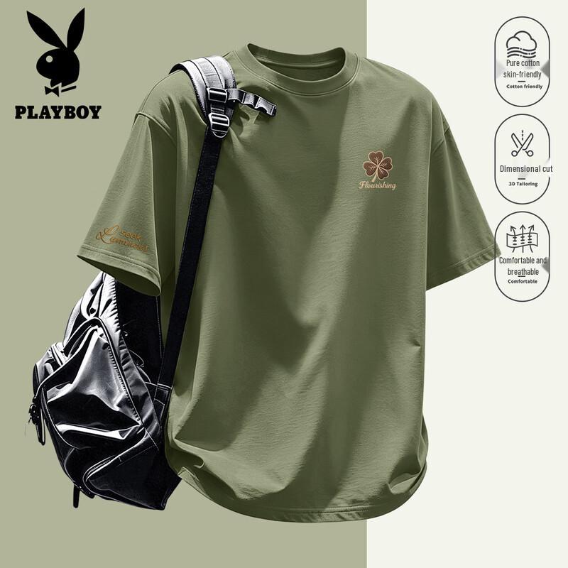 Playboy Men s 2026 Summer Collection Drop-Shoulder Cotton Graphic Tee L