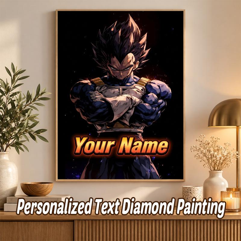 Dragon Ball Vegeta Custom Name Diamond Painting Personalized 5D Full Drill DIY Diamond Art Home Decor
