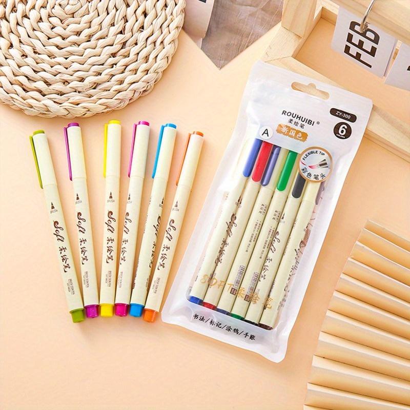 2 Sets/12pcs Art Markers Creative National Color Soft Head Soft Painting Pen Student Calligraphy Art Hook Hand Account Pen