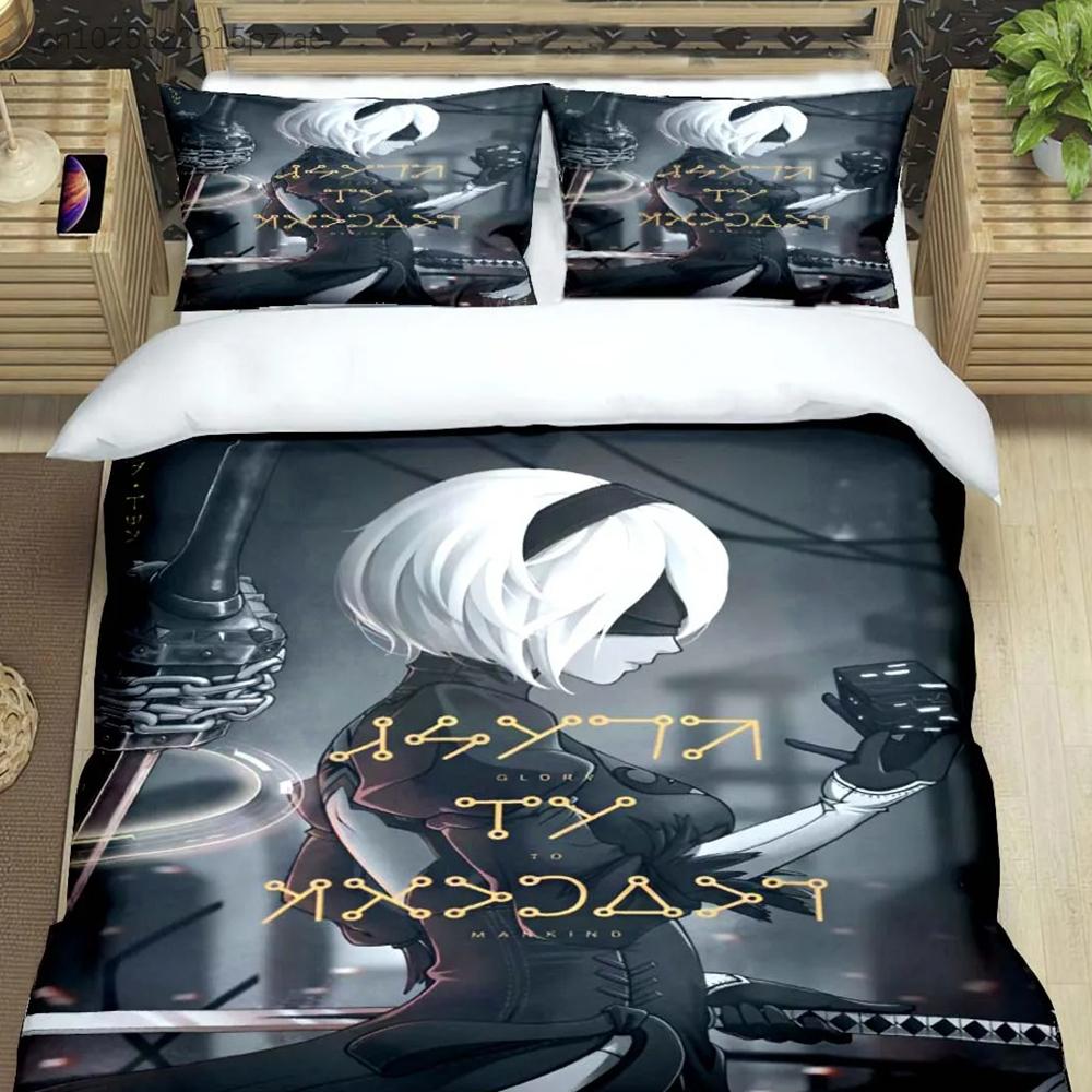 Famous Film Role A-Automata Nier Print Bedding Sets Bed Supplies Set Comforter Set Teens Girls Cartoon Twin Single Kid Gift