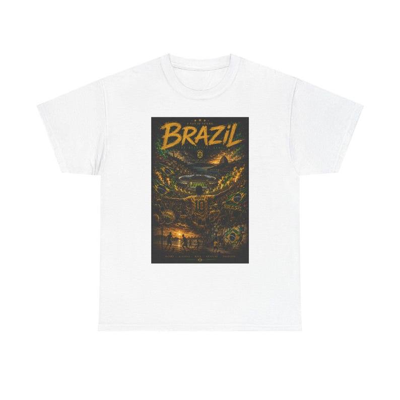 Brazil Football Fan T-Shirt, Brazil Soccer Graphic Tee, Rio Futebol Art Shirt, World Football Supporter Gift XL