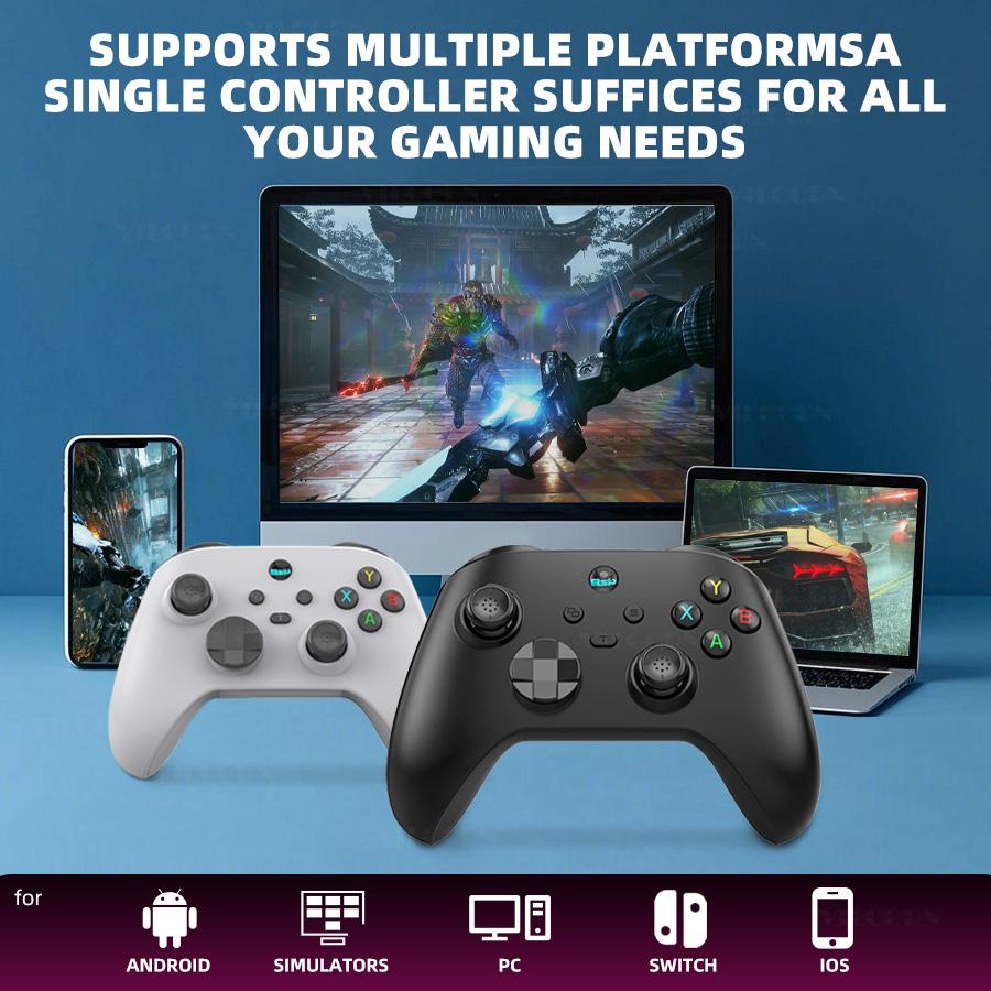 Manette de jeu sans fil G6 pour iOS Android PC Switch avec joystick à effet Hall et support pour téléphone
