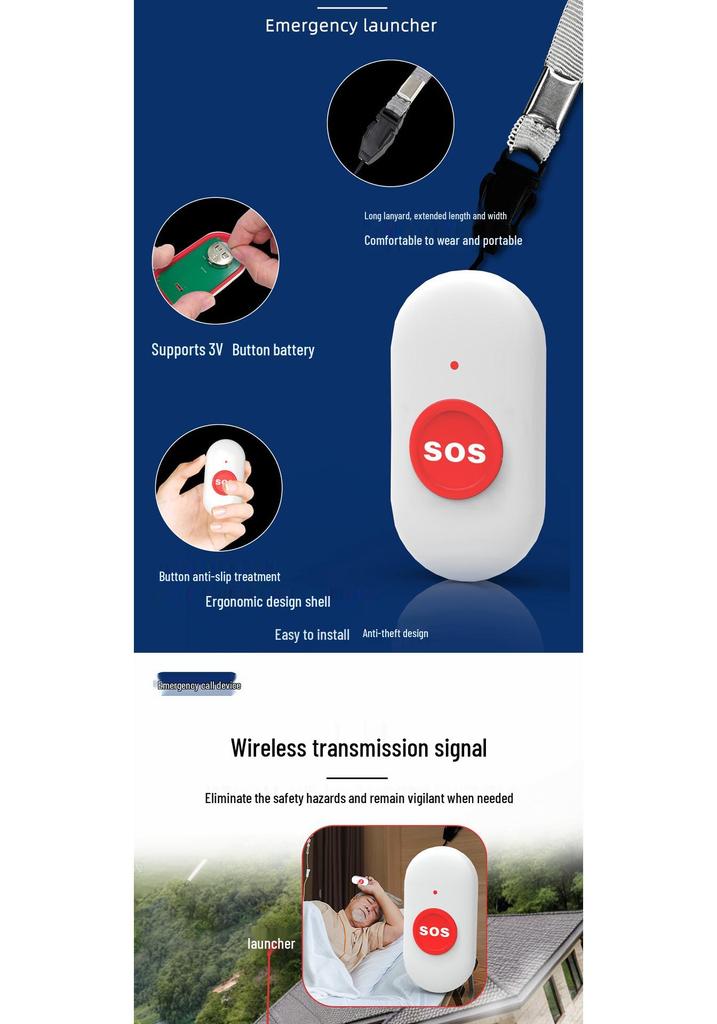 Elderly Smart Wireless Emergency Call System: Two-to-Two Waterproof Vibration Doorbell