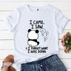 Unisex WoUnisex Tshirt Panda Lovely Trend Fashion Shirt Panda I Came I Saw Cartoon Female Graphic Top Tee T-Shirts Sarcastic Tshirts Y2k
