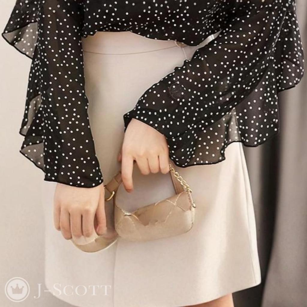 J-Scott Women's Polka Dot Chiffon Sheer Ruffle Blouse with Inner Cami, Long Sleeves, Round Neck, Black (JS139-BK-XL)