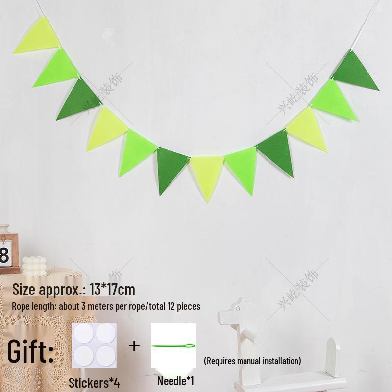 Yellow-Green Felt Pennant Bunting for Kids' Birthday or Kindergarten Decor