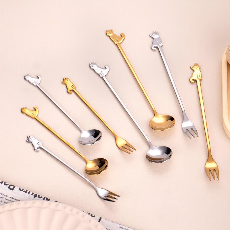 Creative Cat Long Handle Stainless Steel Spoon Set