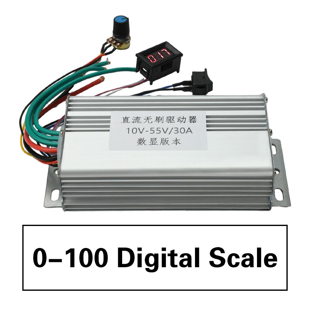 30A DC 10-55V Brushless Motor Controller Three-Phase Brushless ESC Digital Display Speed Regulator Board for DIY Projects