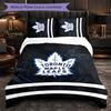 Toronto Maple Leafs Mønster Mikrofiber 3-delt Sengetøjssæt Dekoration Dynebetrækssæt Til Soveværelse Hjemmebrug