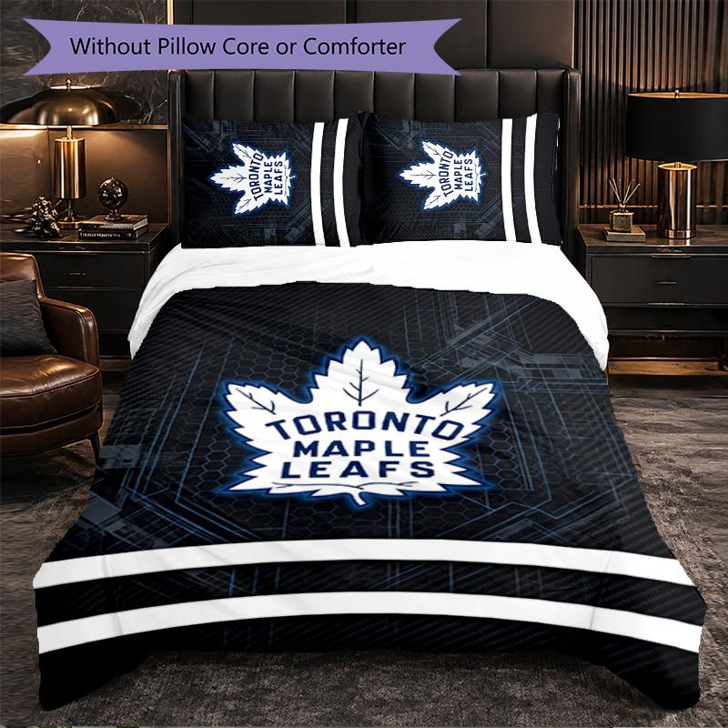 Set Biancheria da Letto 3 Pezzi in Microfibra con Motivo Toronto Maple Leafs Decorativo Copripiumino per Camera da Letto Uso Domestico