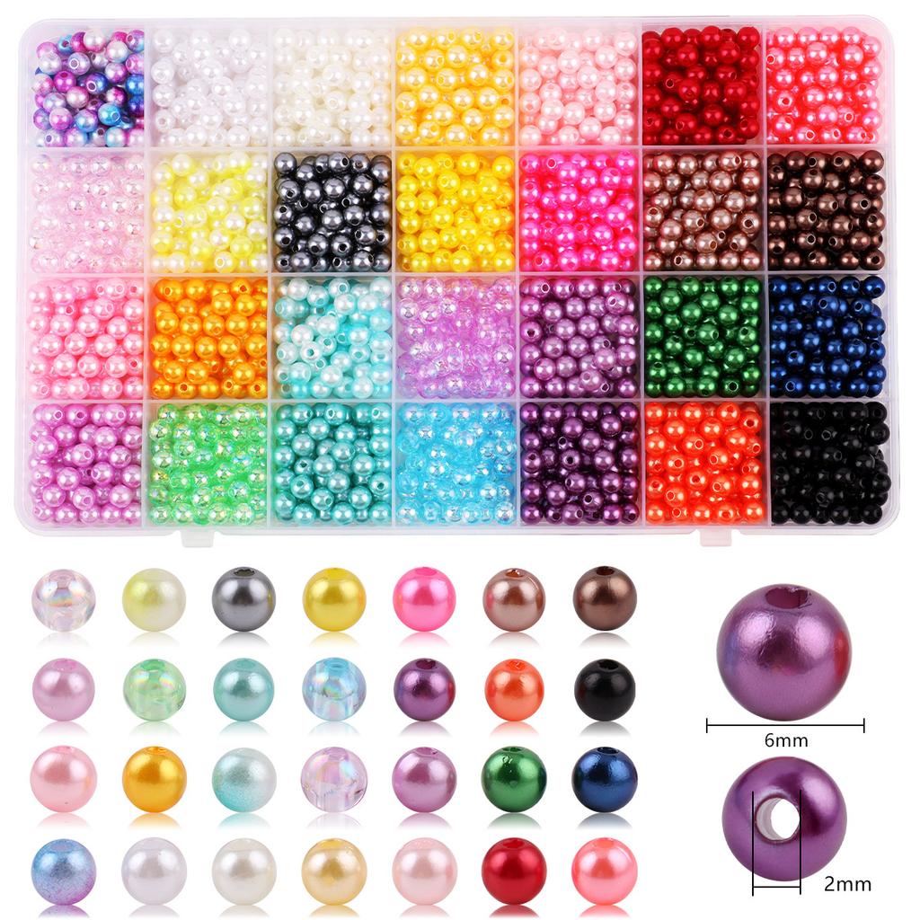 1960 Pieces 6Mm28 Color Abs Dyed Pearl Diy Color Loose Beads Beaded Bracelet Necklace Material Jewelry Accessories