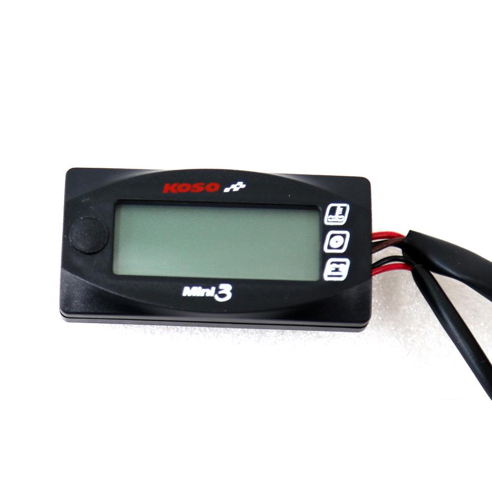 Koso Mini 3-in-1 Gauge: Water Temp, Voltmeter & Clock for Motorcycle Modifications