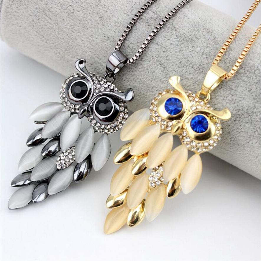 Women's Long Owl Sweater Chain High-end Simple Dress with Necklace Fashion Jewelry