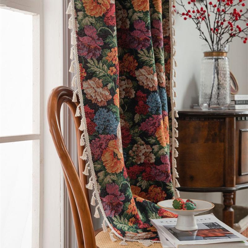 Haute Couture Floral Curtains - Silk-Touch Jacquard with Metallic Thread Accents | Light Diffusion Sheers for Penthouse Kitchens & Panoramic