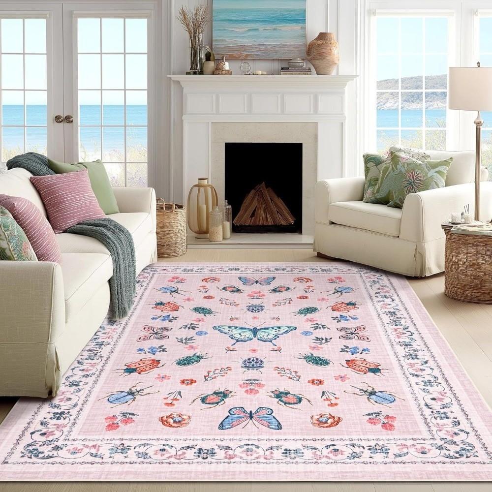Soft Flower Carpet Non-slip Door Gasket Durable Blanket for Living Room Tea Table Bedside