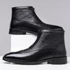 Fashion New Men's Patent Leather Pointed Business Casual Brogues Ankle Boot for Men Winter Brand Designer Chelsea Leather Shoes
