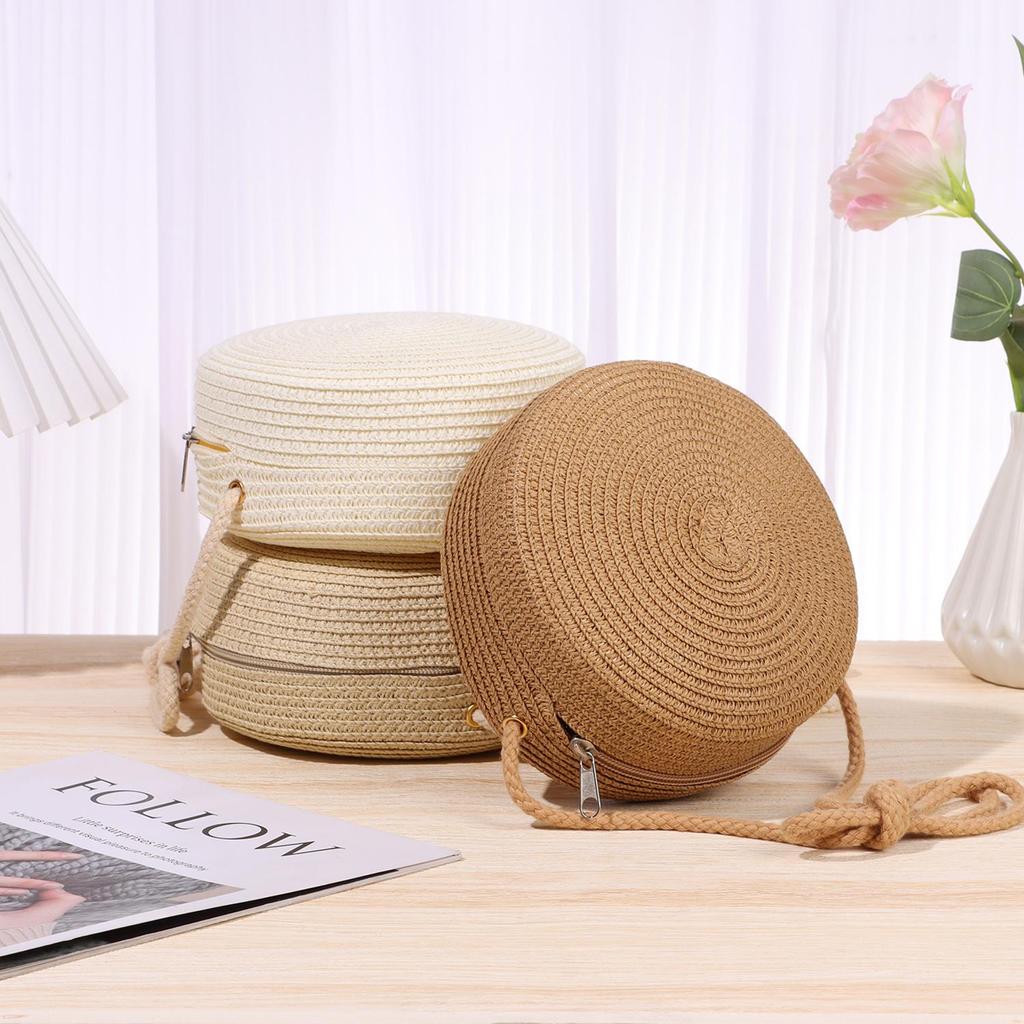 Handmade Handbag Knit Women Girl Straw Bag Shoulder Bags Straw Handbag Summer Beach Bag