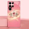 Beautiful Pink Gemstone Crown Phone Case Glass S26 Ultra Case S25 Ultra Case for Samsung Galaxy S26 S25 S24 S23 S22FE Ultra Plus