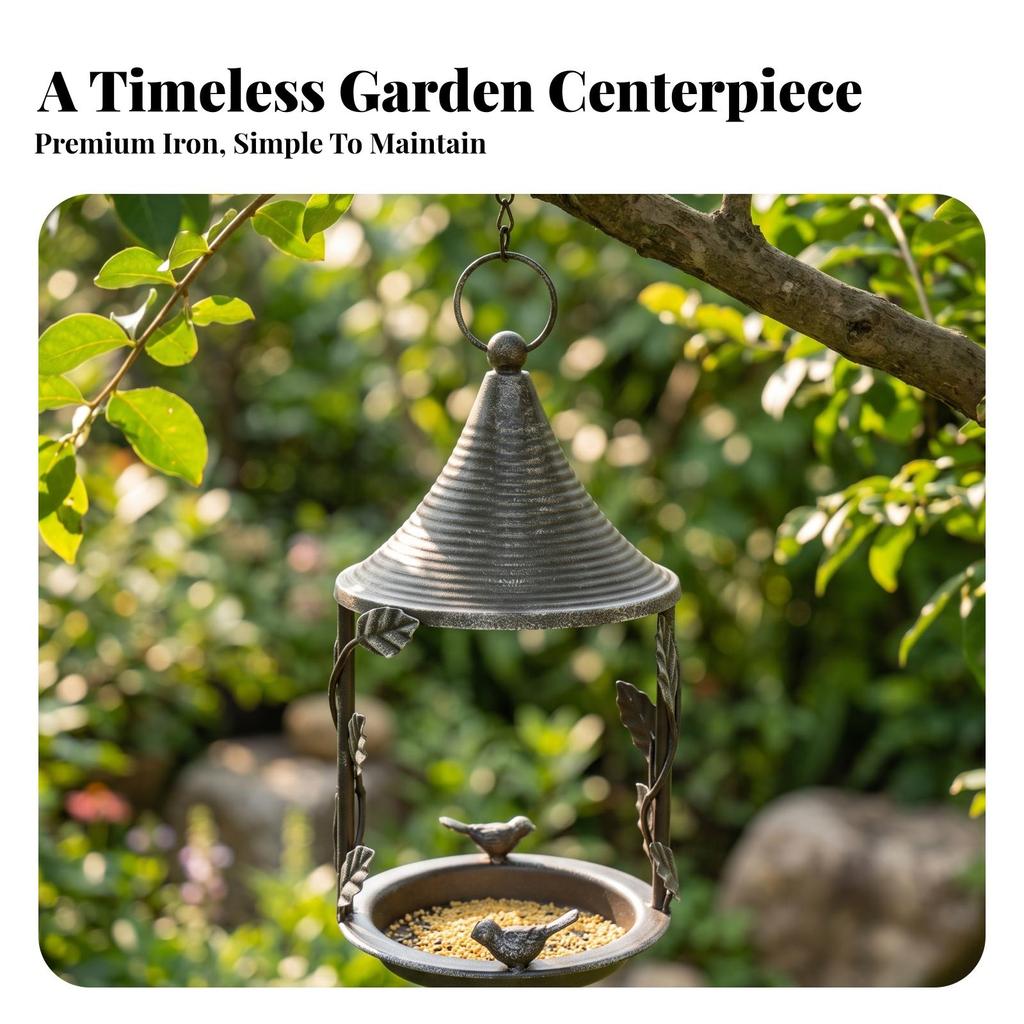 Hanging Bird Feeder Distressed with Tray Sturdy for Gardeners