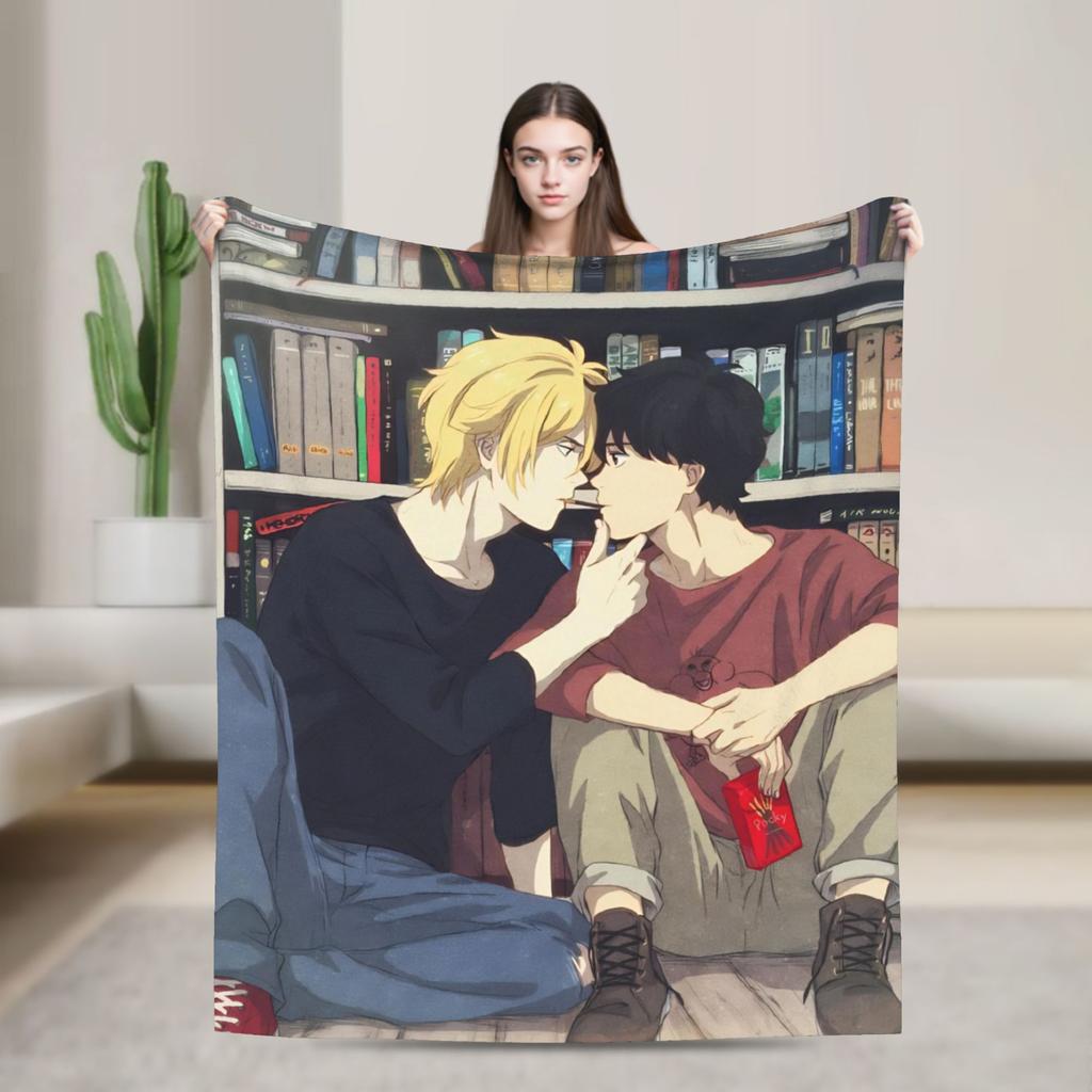 Banana Fish Anime Merch Blanket Warm Cozy Fluffy  Throw Blankets for Sofa 50x60 Inches Multi-size Bedspread