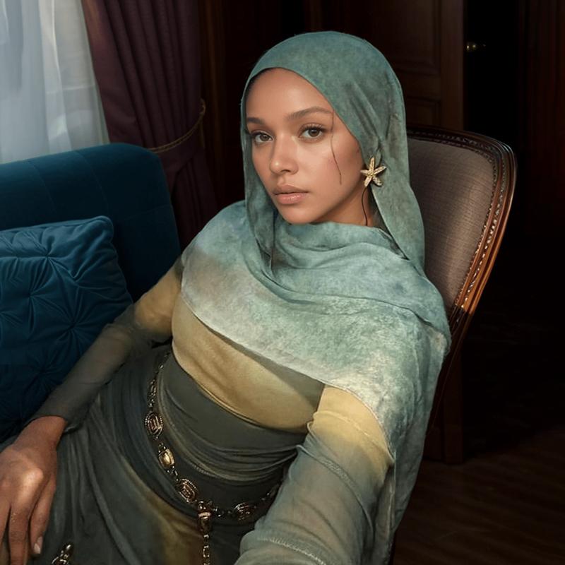 

Градиентный зеленый акварельный цветочный принт модал дышащий легкий мягкий хлопок вискоза тканый модал мусульманский женский шаль